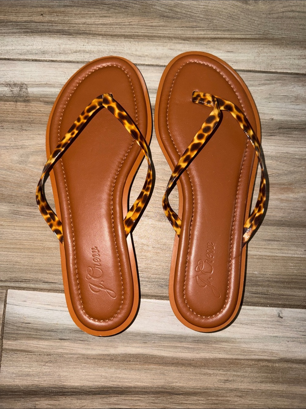J. Crew Tan Brown Sandals with Tortoiseshell Straps size 10 NWOT